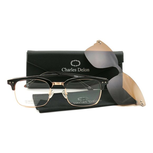 Charles Delon Square Men Brown Plastic Frame - Picture 8 of 8